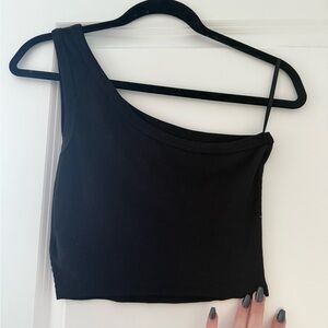 Black One-Shoulder Women's Top